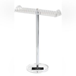 Isaac Jacobs Clear Acrylic Necklace & Bracelet Holder (8” inch T-Bar), Set of 2